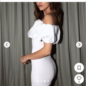 White Zara Puffy White Off Shoulder Mini Dress - Small